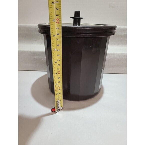 VTG Tupperware 2-piece Ice Bucket Mocha Brown 1683-5  Push Button Lid MCM - Picture 3 of 6